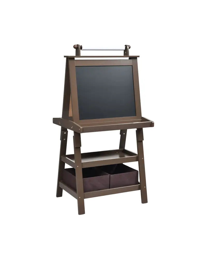 3 in 1 Double-Sided Storage Art Easel-Brown - Brown - Art Easels