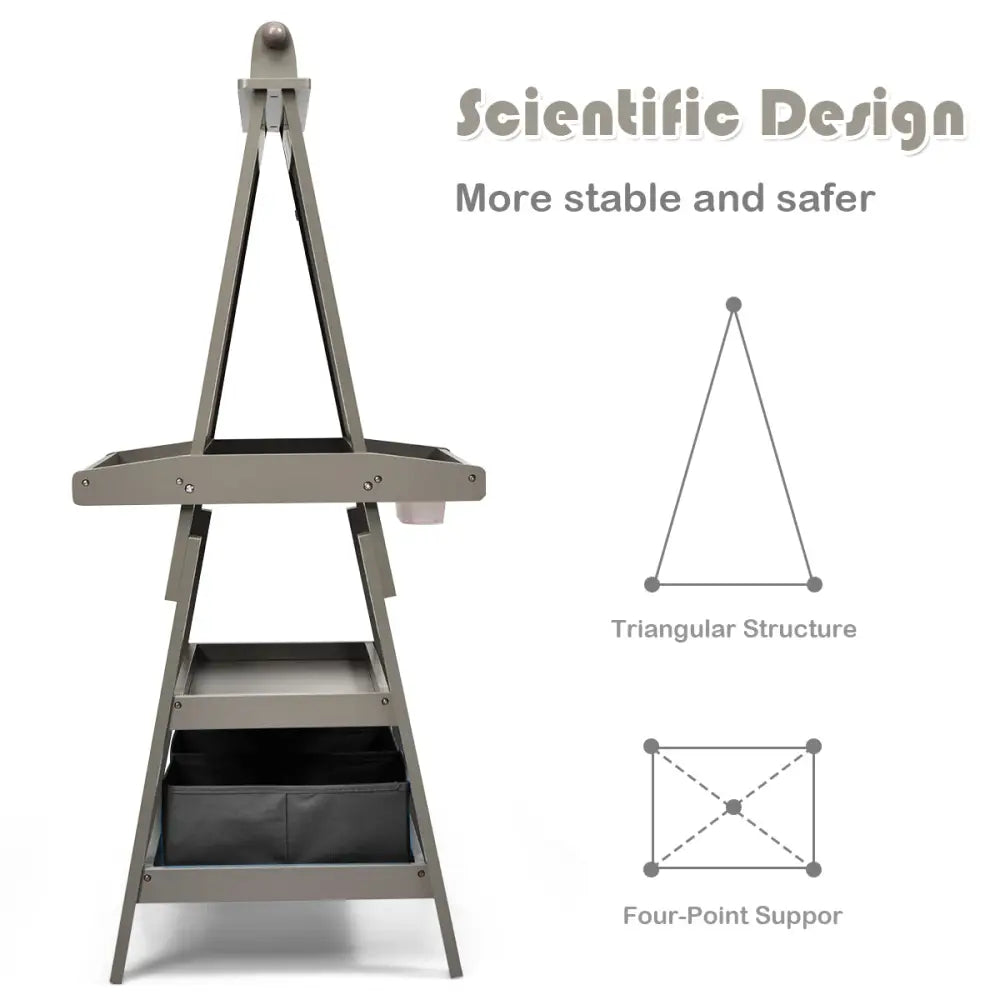 3 in 1 Double-Sided Storage Art Easel-Gray - Gray - Art Easels