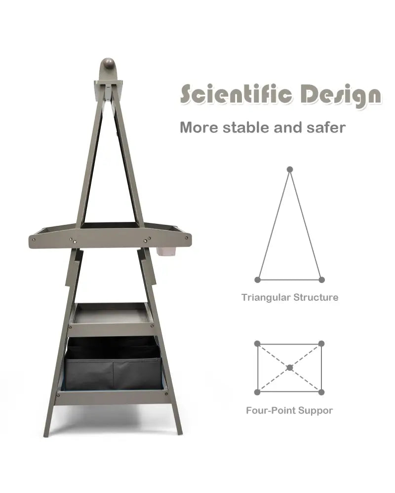 3 in 1 Double-Sided Storage Art Easel-Gray - Gray - Art Easels