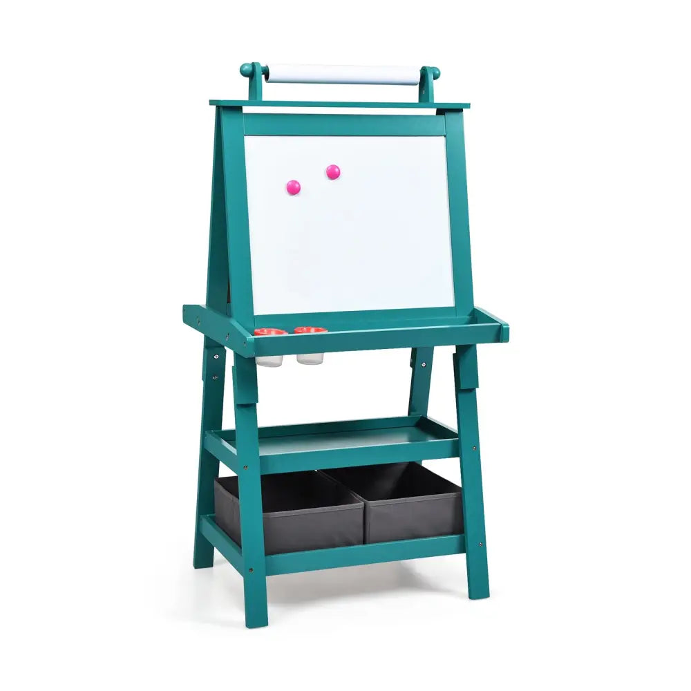3 in 1 Double-Sided Storage Art Easel-Green - Green - Art Easels