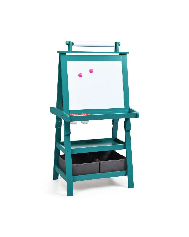 3 in 1 Double-Sided Storage Art Easel-Green - Green - Art Easels