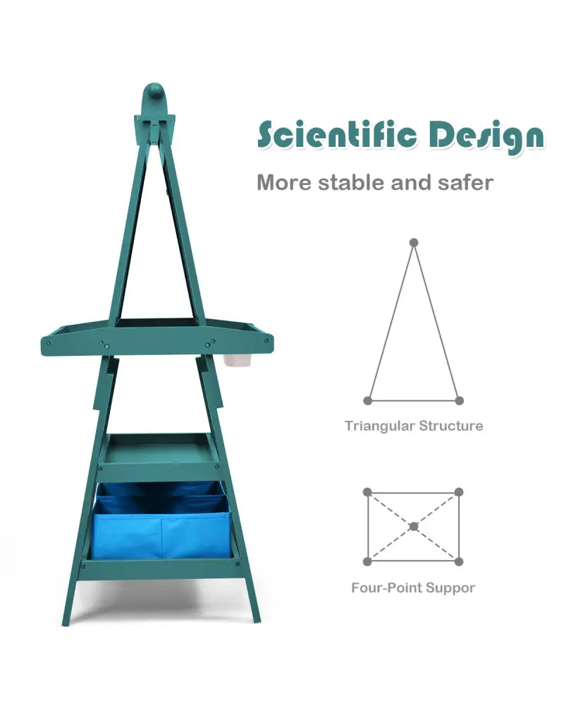 3 in 1 Double-Sided Storage Art Easel-Green - Green - Art Easels