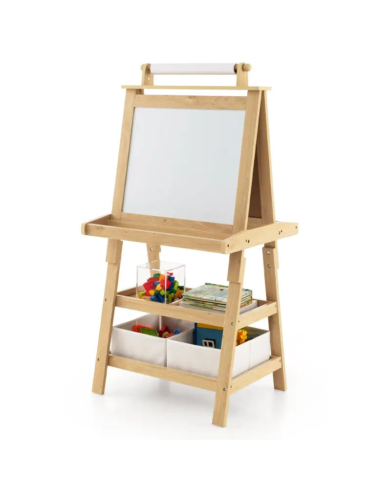 3-in-1 Double-Sided Storage Art Easel-Natural - Natural - Art Easels
