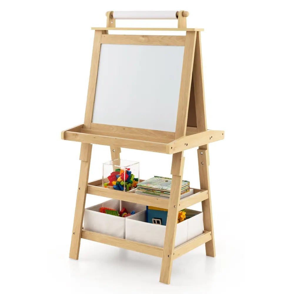 3-in-1 Double-Sided Storage Art Easel-Natural - Natural - Art Easels