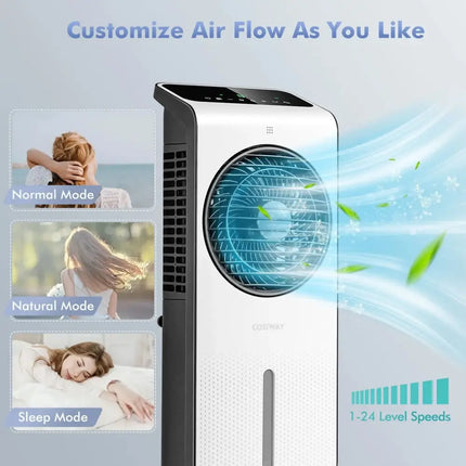 3-in-1 Evaporative Air Cooler with 12H Timer Remote-White Costway