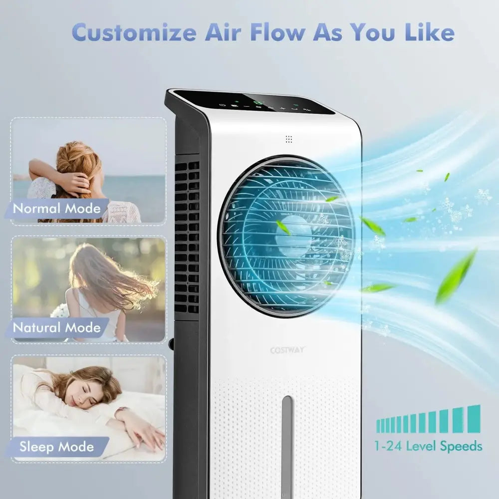 3-in-1 Evaporative Air Cooler with 12H Timer Remote-White Costway