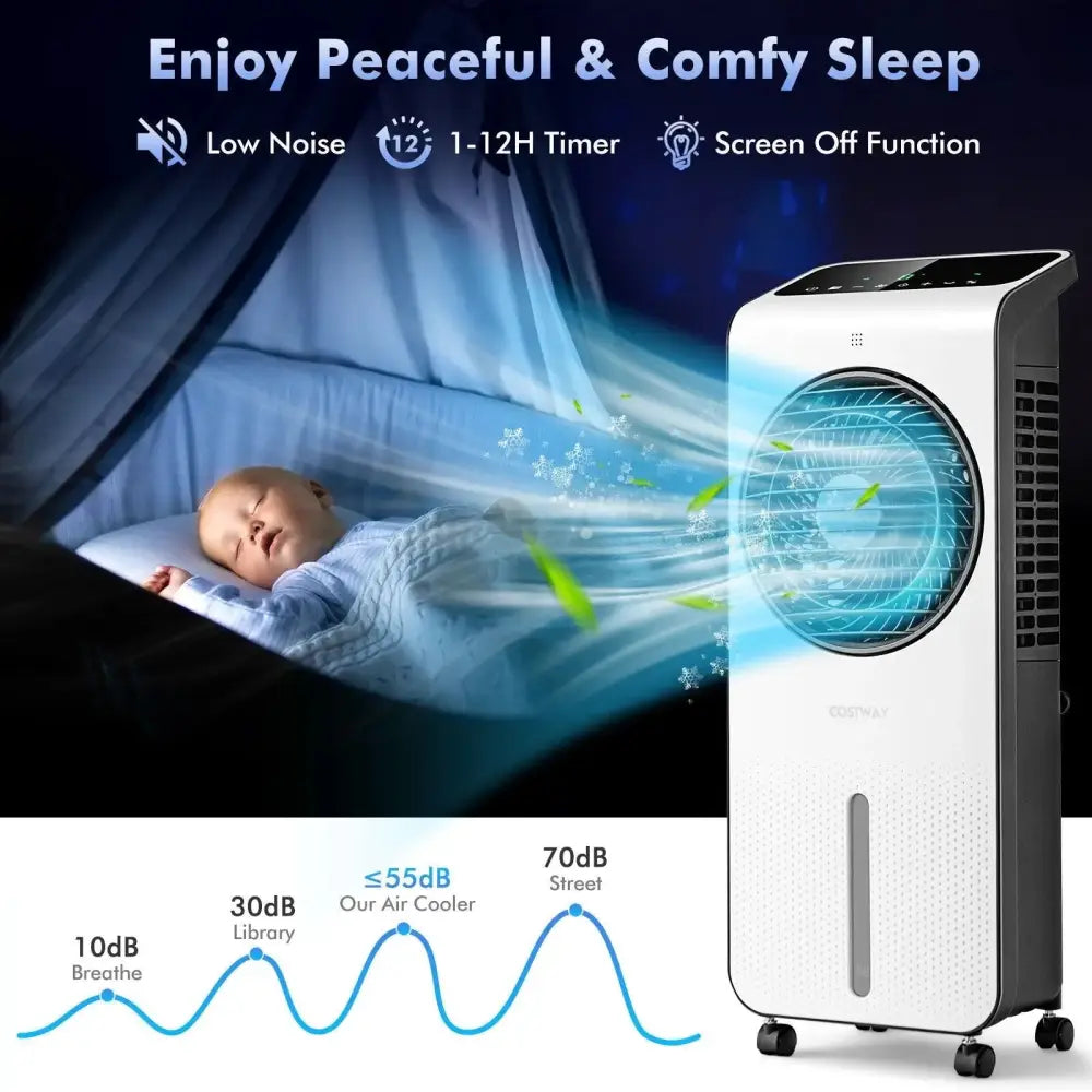 3-in-1 Evaporative Air Cooler with 12H Timer Remote-White Costway