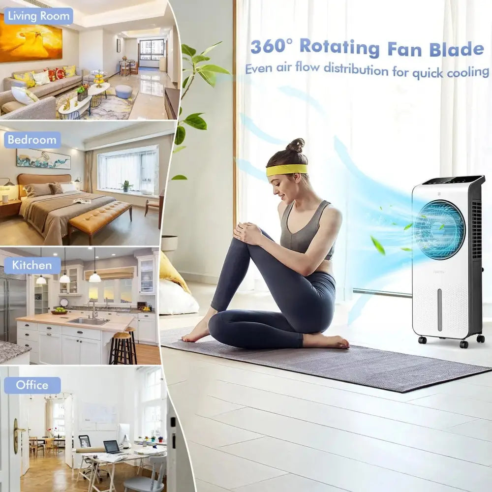 3-in-1 Evaporative Air Cooler with 12H Timer Remote-White Costway