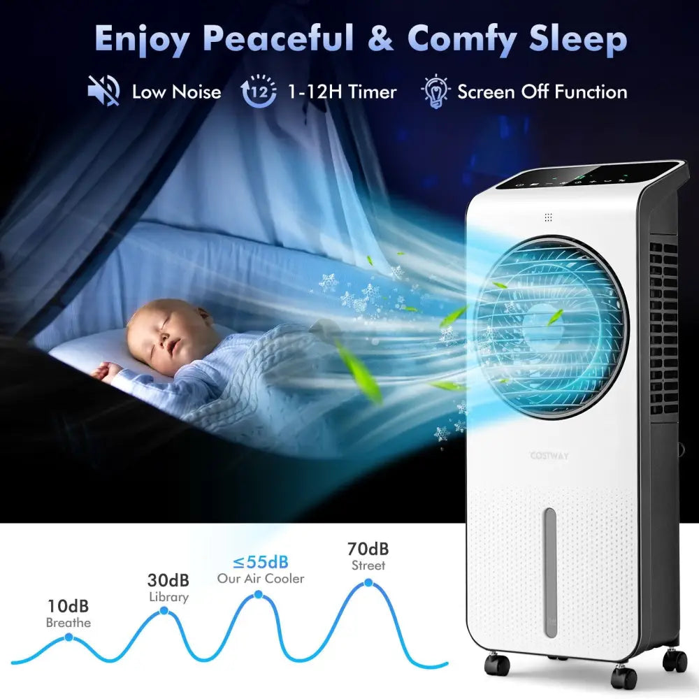 3-in-1 Evaporative Air Cooler with 12H Timer Remote-White - White - Air Coolers