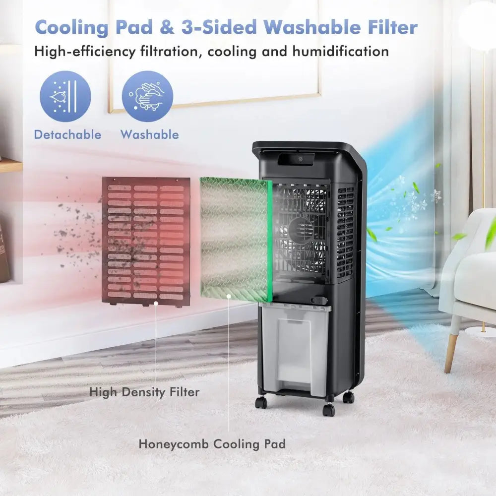 3-in-1 Evaporative Air Cooler with 12H Timer Remote-White Costway
