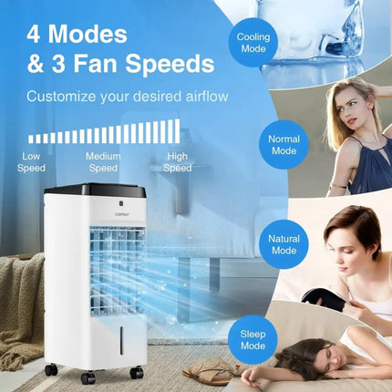 3-in-1 Evaporative Air Cooler with 4 Modes-White Costway