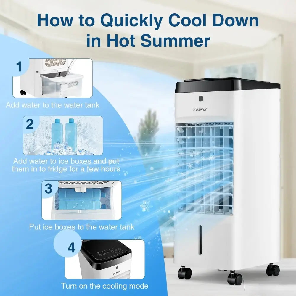 3-in-1 Evaporative Air Cooler with 4 Modes-White Costway