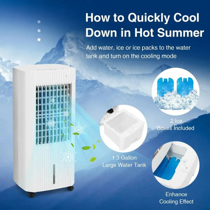 3-in-1 Evaporative Air Cooler with 3 Modes-White Costway