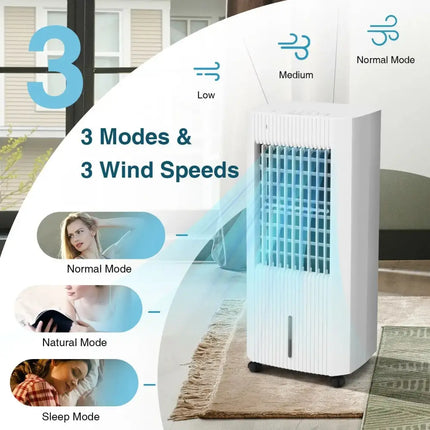 3-in-1 Evaporative Air Cooler with 3 Modes-White Costway