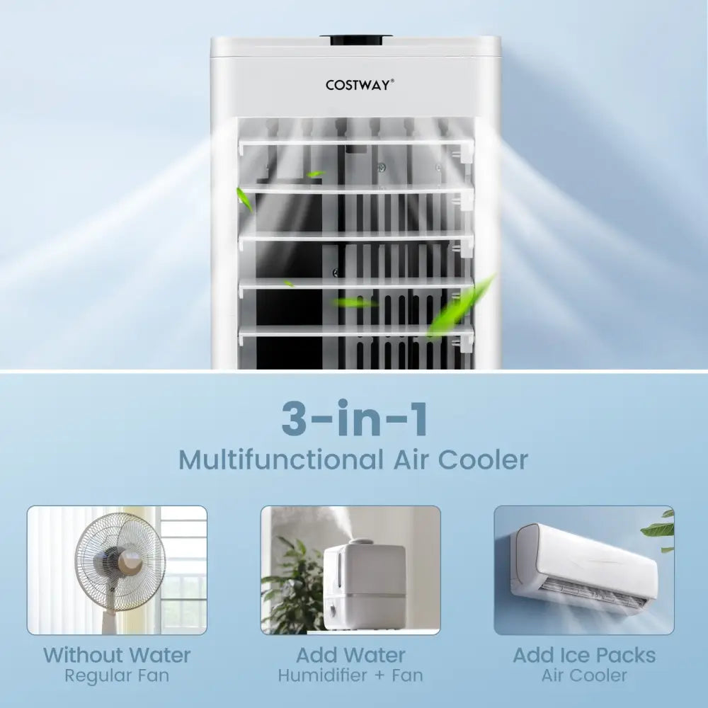 3-in-1 Evaporative Air Cooler with Remote for Home Office-White - White - Air Coolers