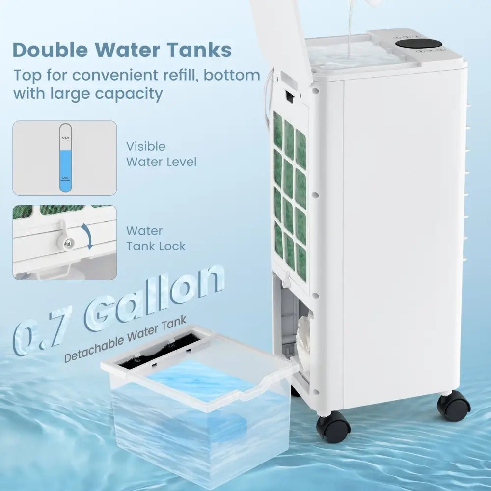 3-in-1 Evaporative Air Cooler with Remote for Home Office-White - White - Air Coolers