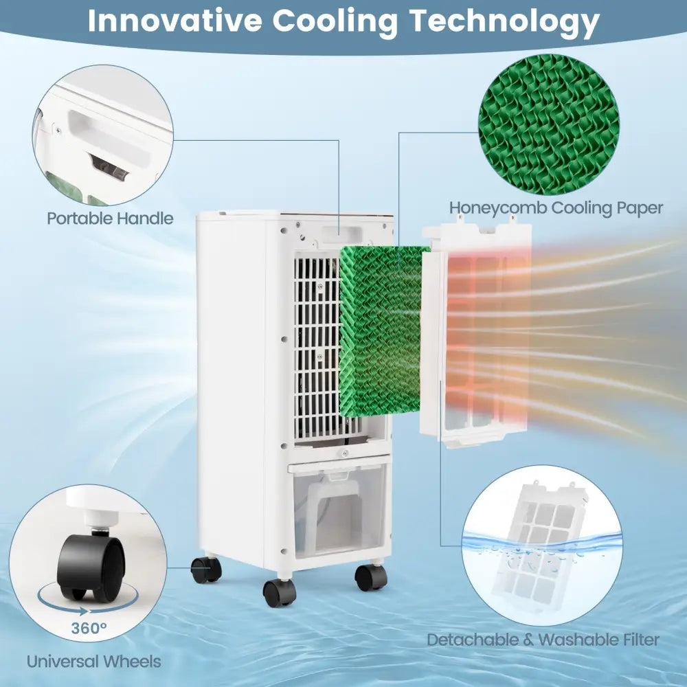 3-in-1 Evaporative Air Cooler with Remote for Home Office-White - White - Air Coolers