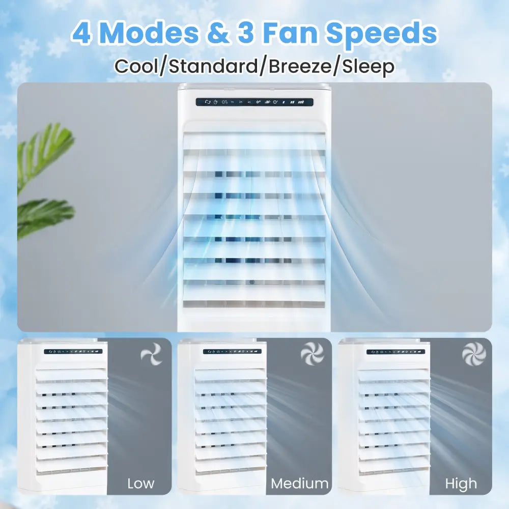 3-in-1 Evaporative Portable Air Cooler with 3 Modes include Remote Control-White - White - Air Coolers
