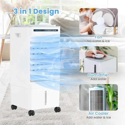 3-in-1 Evaporative Portable Air Cooler with 3 Modes include Remote Control-White Costway