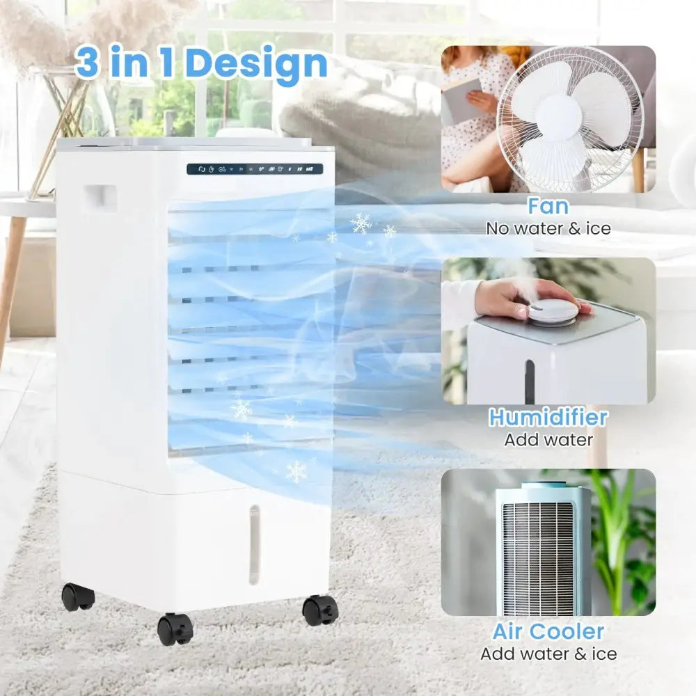 3-in-1 Evaporative Portable Air Cooler with 3 Modes include Remote Control-White Costway