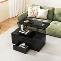 3-in-1 Expandable Lift Top Coffee Table with 4 Storage Stools and Hidden Compartment for 4-8 People-Black - Black