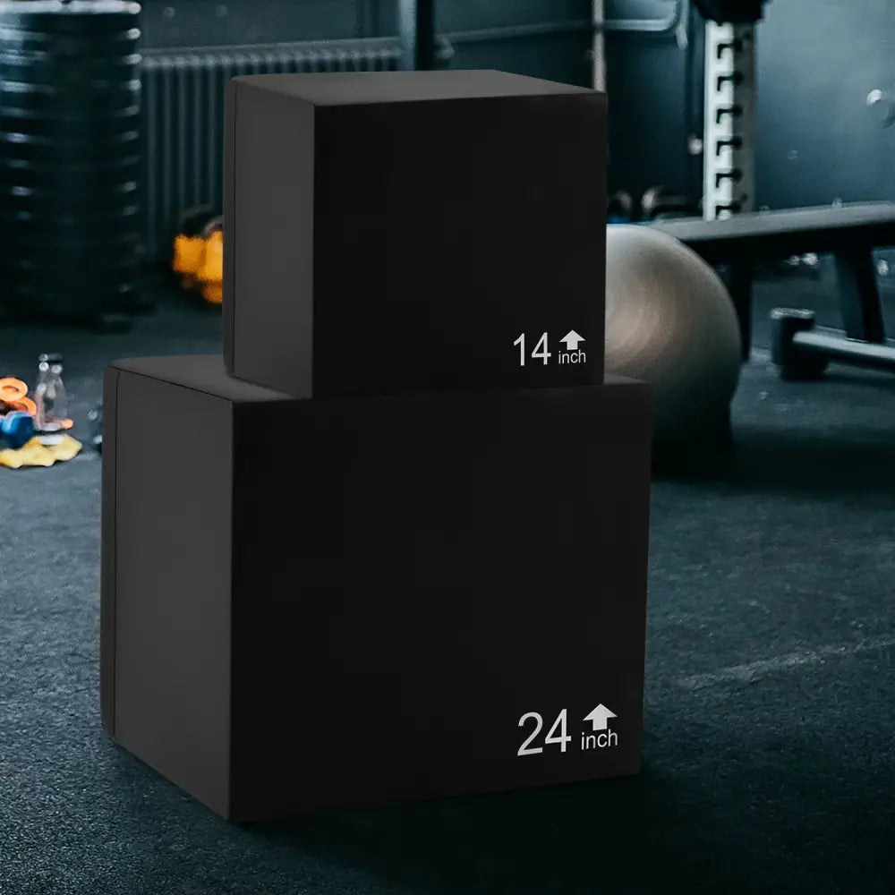 3 In 1 Foam Plyometric Box with 3 Heights and Easy-to-Clean PU Cover-16 Inches - Yoga & Gym Mats