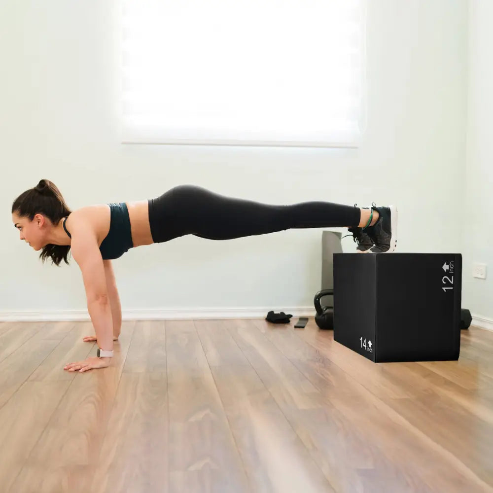 3 In 1 Foam Plyometric Box with 3 Heights and Easy-to-Clean PU Cover-16 Inches - Yoga & Gym Mats
