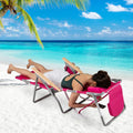 3-IN-1 Foldable Beach Chair with Footrest and Adjustable Backrest-Peach - Peach - Beach & Lawn Chairs