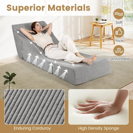 3-in-1 Folding Sofa Bed with Washable Zippered Cover-Gray Costway