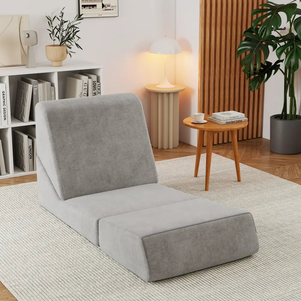 3-in-1 Folding Sofa Bed with Washable Zippered Cover-Gray - Gray - Sofas & Loveseats