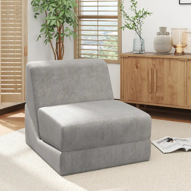 3-in-1 Folding Sofa Bed with Washable Zippered Cover-Gray Costway