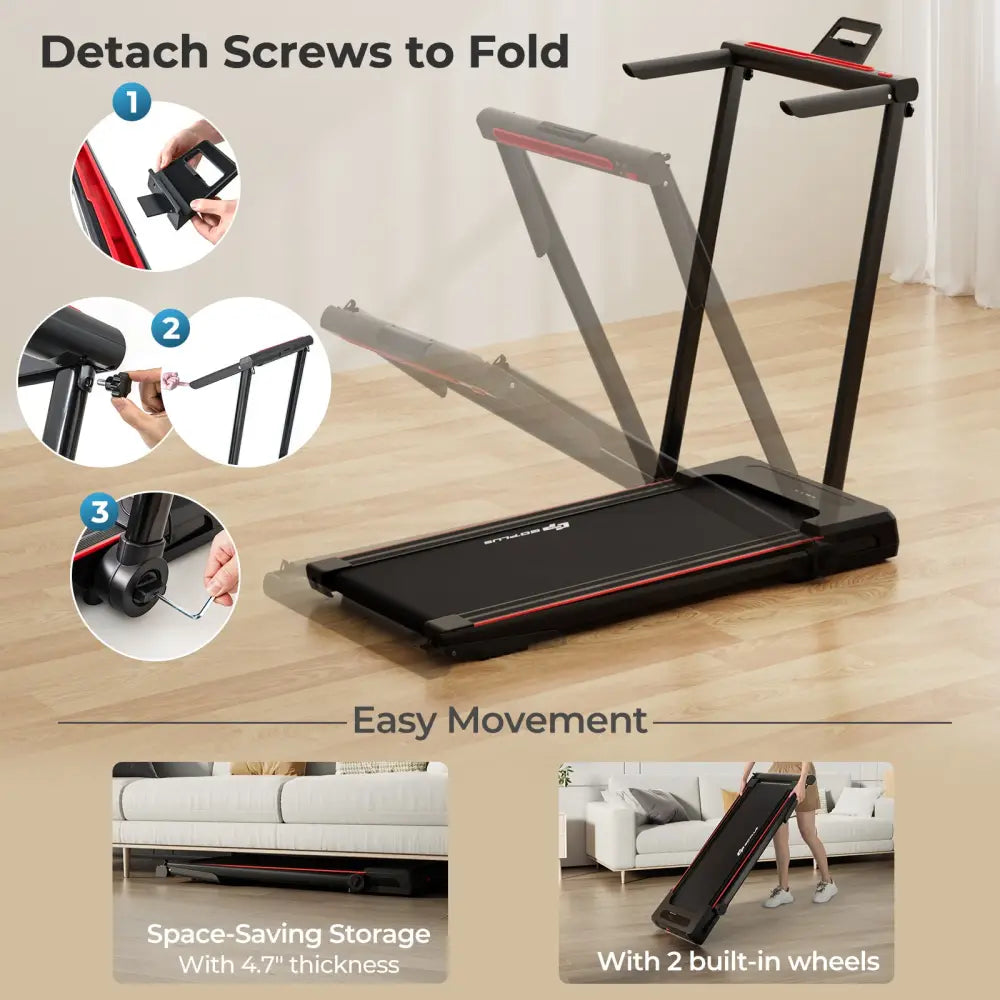 3-in-1 Folding Treadmill with Large Desk and LCD Display-Black - Black - Treadmills