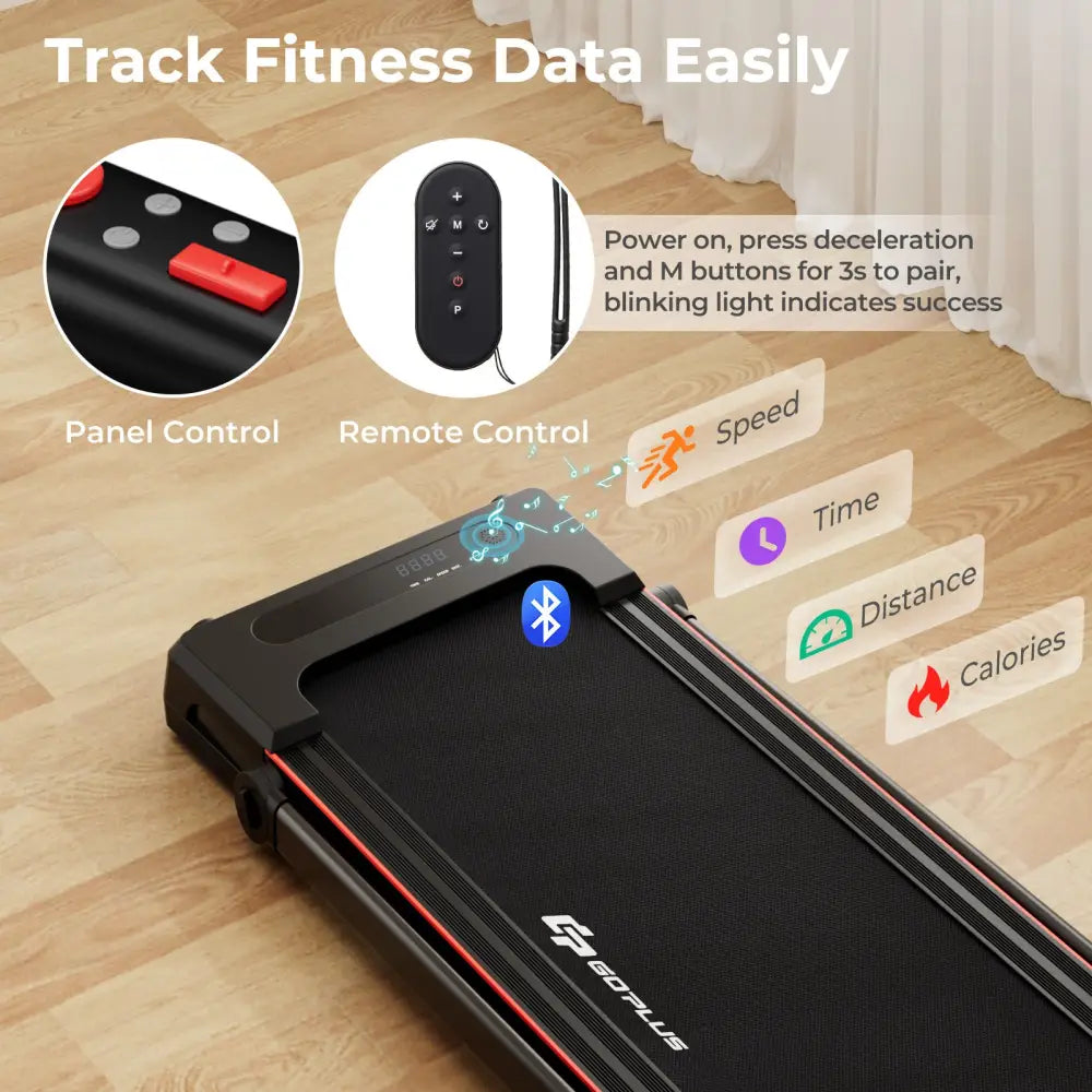 3-in-1 Folding Treadmill with Large Desk and LCD Display-Black - Black - Treadmills