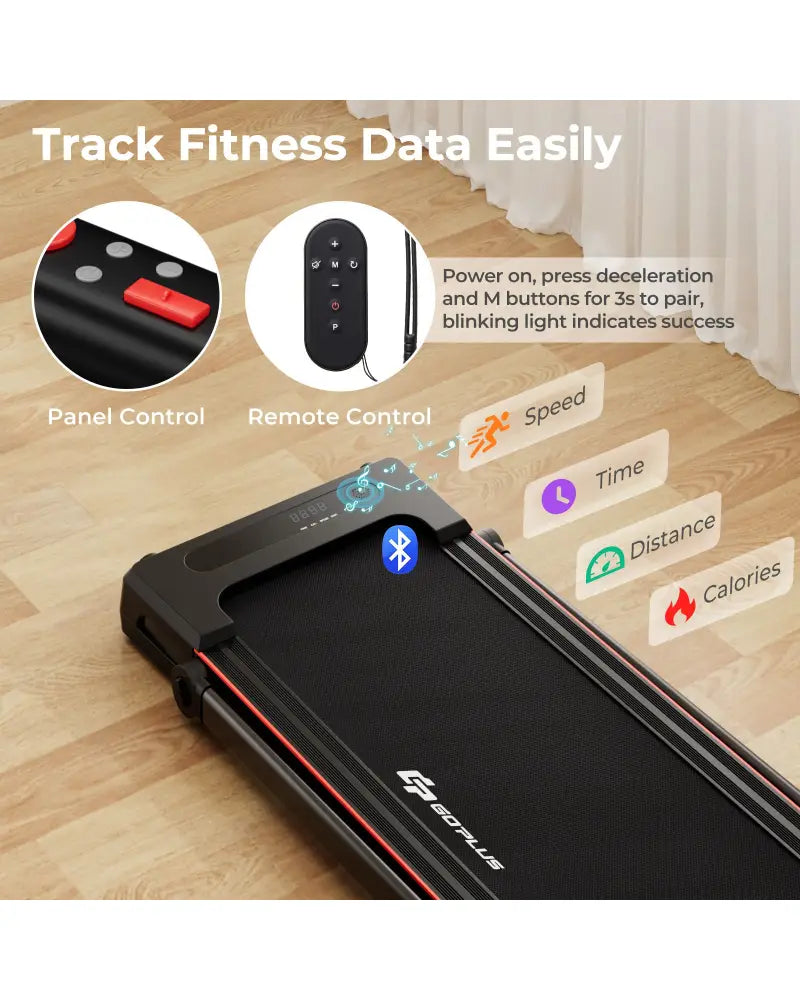 3-in-1 Folding Treadmill with Large Desk and LCD Display-Black - Black - Treadmills