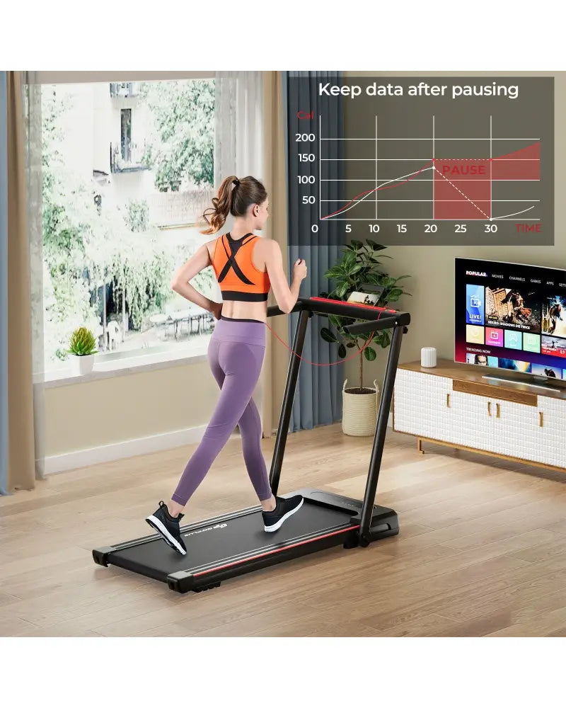 3-in-1 Folding Treadmill with Large Desk and LCD Display-Black - Black - Treadmills