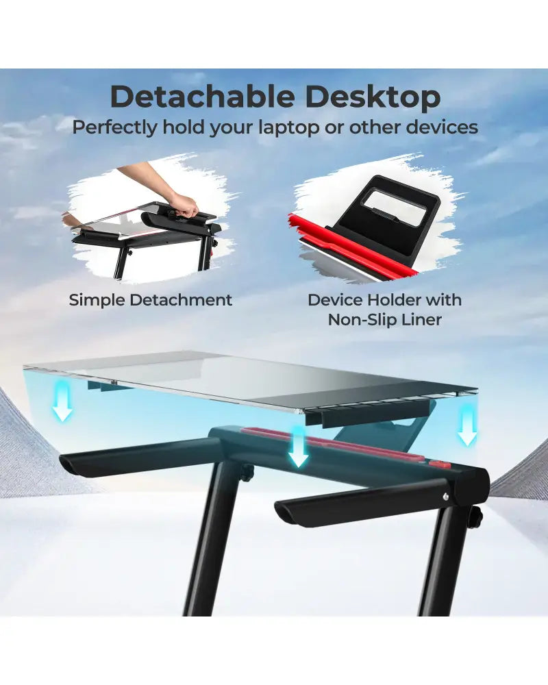 3-in-1 Folding Treadmill with Large Desk and LCD Display-Black - Black - Treadmills