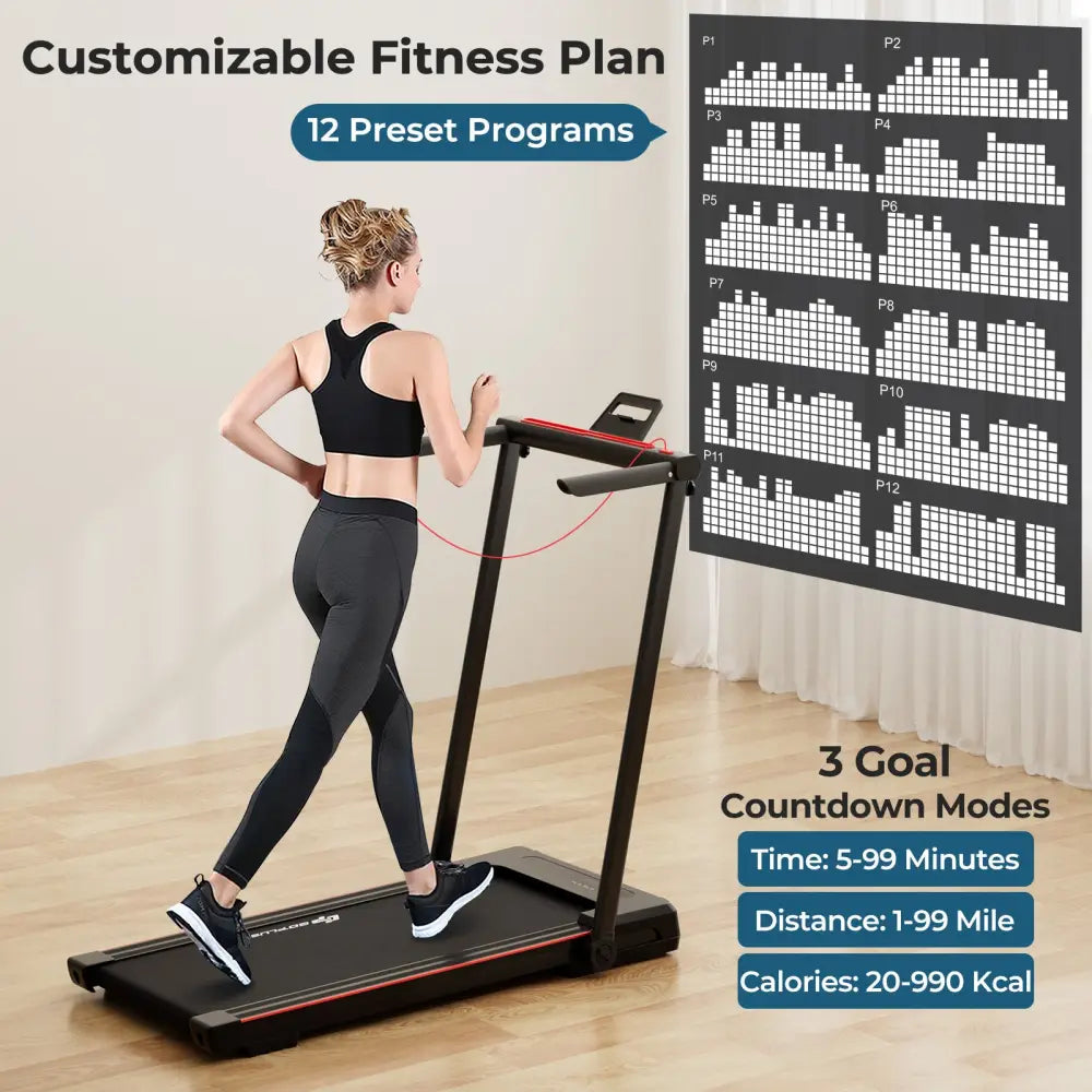 3-in-1 Folding Treadmill with Large Desk and LCD Display-Black - Black - Treadmills