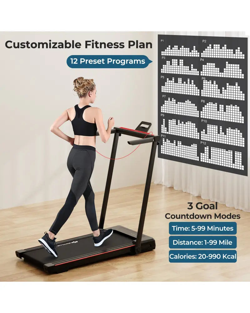 3-in-1 Folding Treadmill with Large Desk and LCD Display-Black - Black - Treadmills