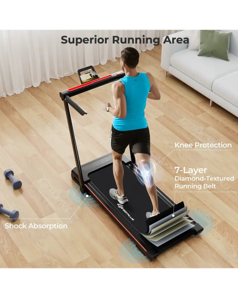 3-in-1 Folding Treadmill with Large Desk and LCD Display-Black - Black - Treadmills