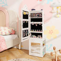 3-in-1 Freestanding Kids Jewelry Cabinet Armoire with Full Length Mirror-White - White - Kids Vanities