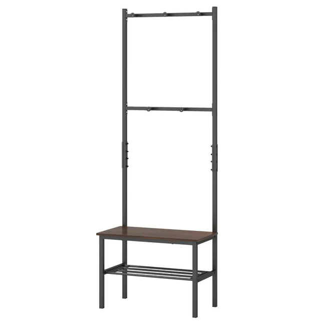 3-in-1 Hall Tree Freestanding Entryway Bench with Hooks - Coat Racks & Hall Trees