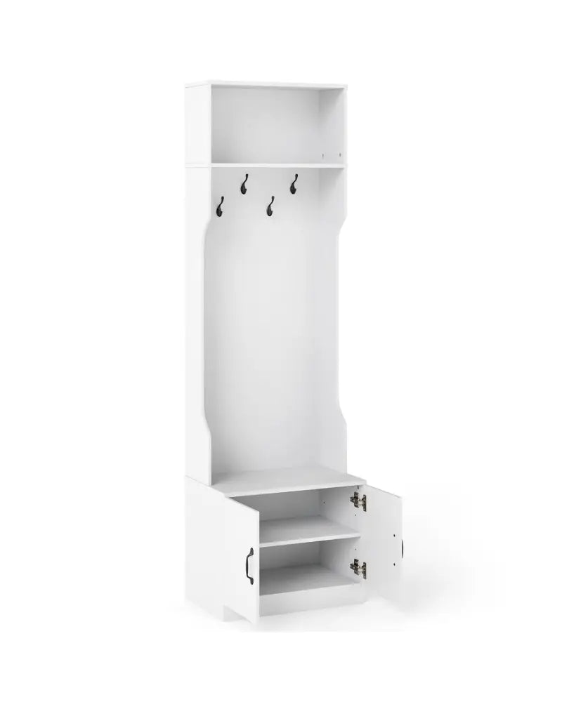 3-in-1 Hall Tree with Bench and Storage 23.5€ Wide Mudroom Storage-WHite - White - Coat Racks & Hall Trees