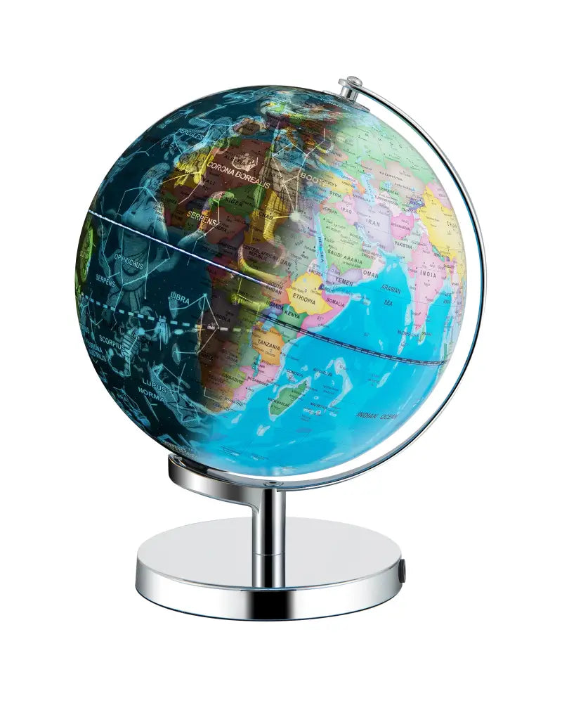 3-in-1 Illuminated World Globe with Stand and 88 Constellations - Blue - Learning Toys