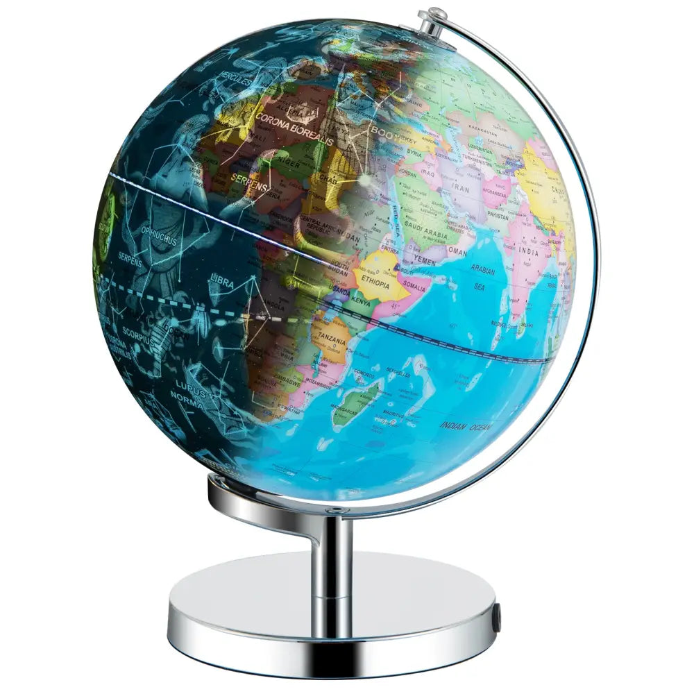 3-in-1 Illuminated World Globe with Stand and 88 Constellations - Blue - Learning Toys