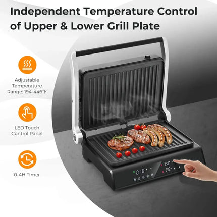 3 in 1 Indoor Electric Panini Press Grill with LED Display-Black Costway