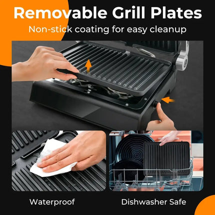 3 in 1 Indoor Electric Panini Press Grill with LED Display-Black Costway