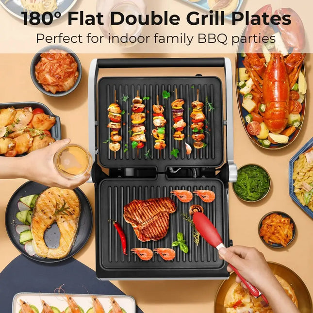 3 in 1 Indoor Electric Panini Press Grill with LED Display-Black Costway
