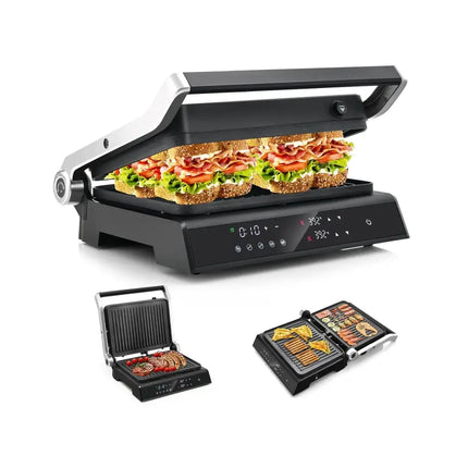 3 in 1 Indoor Electric Panini Press Grill with LED Display-Black Costway
