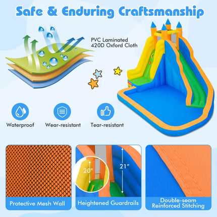 3-in-1 Inflatable Water Slide with Curved Slide and 680W Blower - Inflatable Water Slides