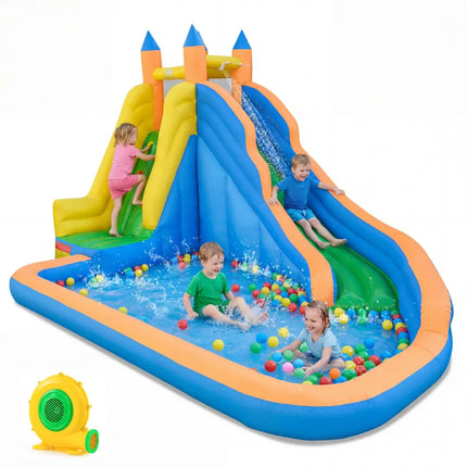 3-in-1 Inflatable Water Slide with Curved Slide and 680W Blower - Inflatable Water Slides